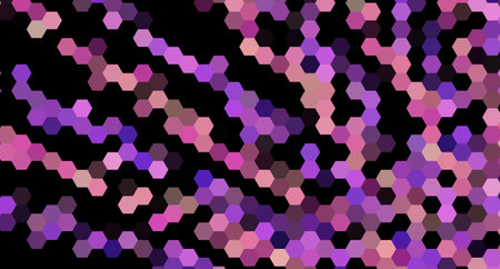 Grainy pattern composed of hexagons colorful. Honeycomb background. black isometric geometry...