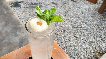 Cold and fresh Lychee juicy cocktail glass.の写真素材