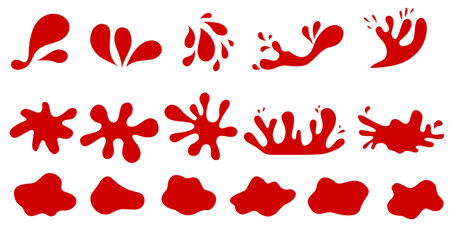 Red ink splatter setのイラスト素材