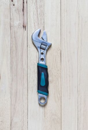 wrenche on wooden backgroundの写真素材