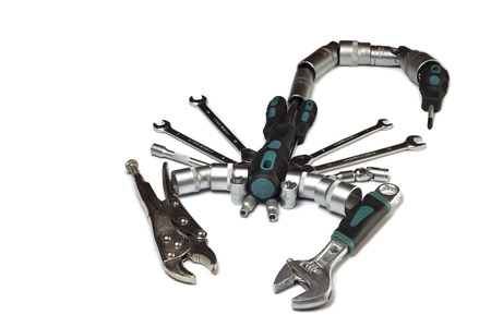 Many Tools on white background,scorpionの写真素材