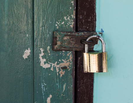 Locked old doorの写真素材