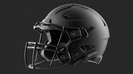 This black matte football helmet represents cutting-edge design and safety, ideal for athletes seeking protection and style during play and training.の素材