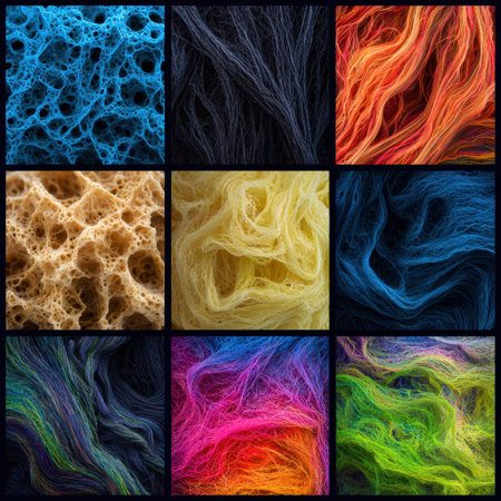 A captivating collection of abstract textures features a vibrant array of colors and intricate patterns, ideal for artistic backgrounds and designs.の素材