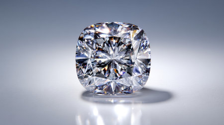 A stunning brilliant cut diamond sits elegantly on a smooth surface, showcasing its sparkle, clarity, and exquisite craftsmanship, ideal for luxury displays.の素材