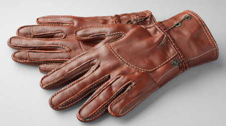 Discover these elegant brown leather gloves, a perfect blend of style and warmth. Ideal for outdoor activities, these gloves offer both functionality and sophistication.の素材