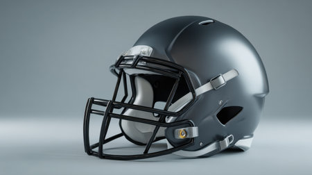 A modern football helmet featuring a sleek matte finish and advanced design, symbolizing safety and performance in sports. Ideal for showcasing athletic gear.の素材
