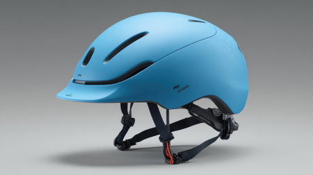 A sleek blue bicycle helmet designed for optimal safety and comfort during cycling. Features ventilation and secure strap for an enhanced riding experience.の素材