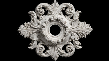 This ornate decorative wall medallion features intricate floral patterns and curved designs, perfect for enhancing the elegance of any interior space.の素材