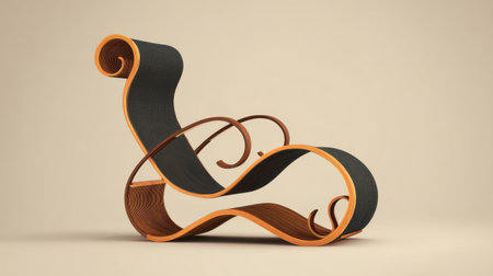 A captivating lounge chair that exemplifies modern design with its flowing curves and artistic wooden structure, perfect for contemporary interiors.の素材