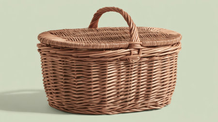 This elegant wicker basket features a rounded design and a lid, making it an ideal addition for storage or decorative accents in any modern interior.の素材