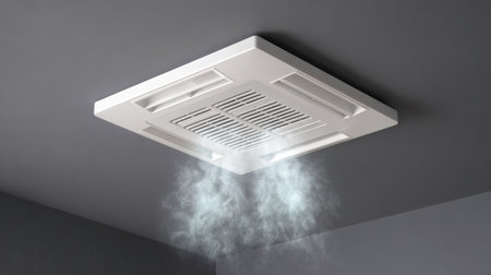 Sleek ceiling vent showcases advanced airflow design in contemporary setting, promoting comfort and effective air quality in modern living spaces.の素材