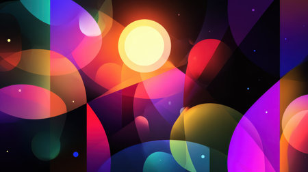 A mesmerizing abstract background featuring vivid colors and soft luminous shapes that create a playful and dreamy atmosphere perfect for various projects.の素材
