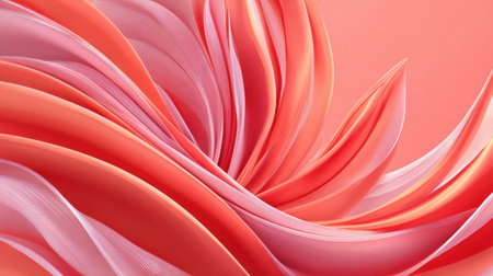 A stunning abstract design featuring flowing soft curves in shades of coral and pink. This elegant visual represents modern creativity and beauty.の素材