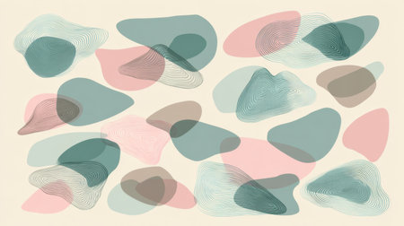 This image features abstract shapes with smooth lines and soft colors on a light background, perfect for modern decor and artistic projects.の素材