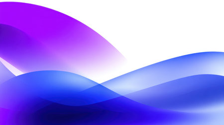 This image features a captivating blend of smooth waves in vibrant purple and blue hues. The soft gradients create an elegant, modern background suitable for various design projects.の素材