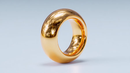 This stunning golden ring features a sleek, smooth surface that reflects light beautifully, making it a perfect accessory for any elegant occasion.の素材