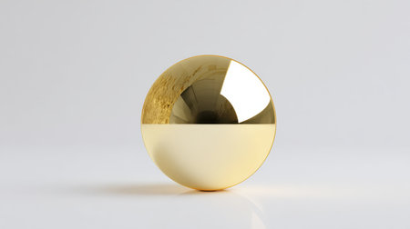 A polished gold sphere sits elegantly against a minimalistic background, showcasing its reflective surface and smooth texture, embodying luxury and modern design.の素材