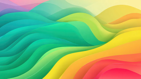 This vibrant abstract background features smooth flowing waves in rich colors, ideal for creative projects, modern design, or digital art inspiration.の素材