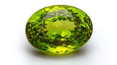 A stunning oval cut green gemstone showcasing brilliant facets and vibrant color, ideal for jewelry design inspiration and artistic projects.の素材