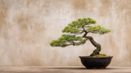 A stunning bonsai tree presented in a stylish pot, symbolizing nature's beauty and tranquility. Perfect for design inspiration and indoor decoration.の素材