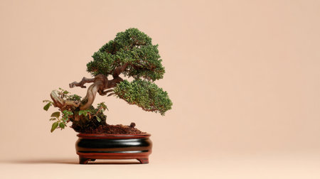 This stunning bonsai tree showcases intricate leaves and graceful branches, perfect for minimalist decor. Ideal for inspiring tranquility and beauty in any setting.の素材