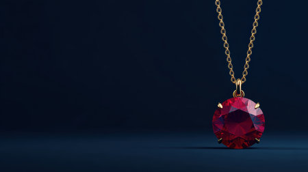 This stunning ruby gemstone pendant necklace features a brilliant round cut stone set in gold, capturing light beautifully. Ideal for elegant occasions.の素材