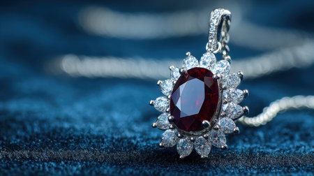 This stunning ruby pendant necklace, accented by brilliant diamonds, showcases elegance and sophistication, perfect for special occasions or everyday wear.の素材