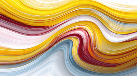 This abstract image features vibrant swirls of yellow, red, and blue, creating a dynamic and modern art background perfect for various design projects.の素材