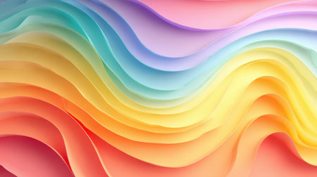 A vivid display of soft pastel waves creating a harmonious flow of color. Perfect for art, design, and modern backgrounds that inspire creativity and tranquility.の素材