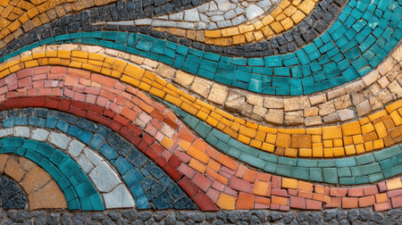 This vibrant mosaic art features an array of colors and intricate patterns, showcasing the beauty of craftsmanship and artistic expression. Ideal for creative projects.の素材