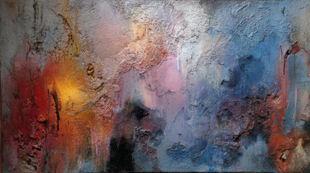 This abstract artwork features a stunning blend of vibrant colors and rich textures, offering a dynamic visual experience perfect for modern decor or creative projects.の素材