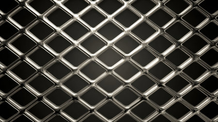 A detailed, glossy metal mesh pattern creates a sophisticated background, ideal for use in modern design projects, artwork, and digital layouts.の素材