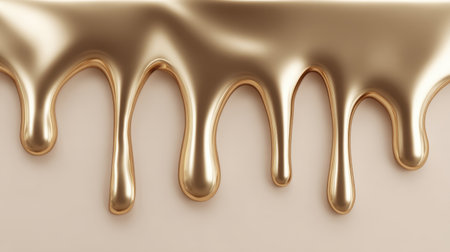 This stunning image features a golden liquid dripping down a smooth surface, exuding luxury and elegance with its glossy texture and captivating shine.の素材