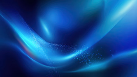 This captivating abstract image features smooth blue waves enhanced with shimmering light effects, perfect for backgrounds and design projects.の素材