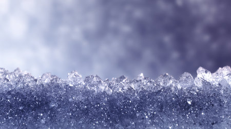 A stunning close-up view of purple ice crystals glistening under soft light, perfect for showcasing winter beauty in creative and artistic projects.の素材