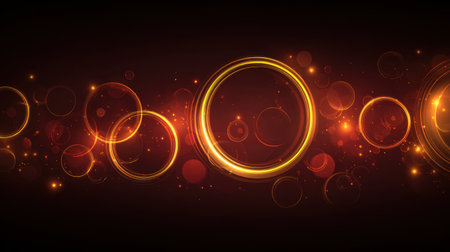 This vibrant abstract image features glowing orange circles on a dark background, creating an energetic and festive atmosphere ideal for digital design or decoration.の素材