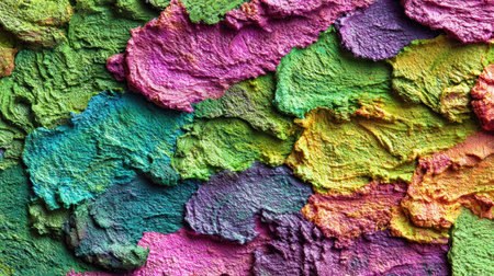 Explore a captivating multicolored textured surface featuring rich patterns and bright hues, perfect for various creative projects and artistic designs.の素材