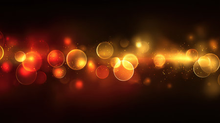 This vibrant abstract background features enchanting bokeh effects in striking red and gold hues, perfect for artistic and elegant design projects.の素材