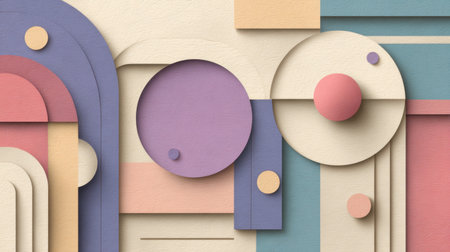 This image showcases an abstract composition featuring geometric shapes and soft pastel colors, creating a modern and artistic visual experience.の素材