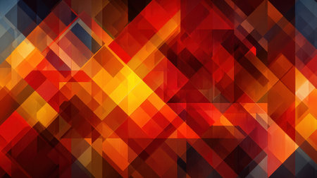 This vibrant abstract background features a captivating combination of bold red and orange geometric shapes, creating a striking visual impact. Perfect for design projects.の素材
