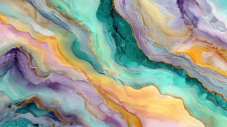 This stunning abstract watercolor artwork features vibrant colors and elegant golden accents, perfect for modern decor and creative projects.の素材