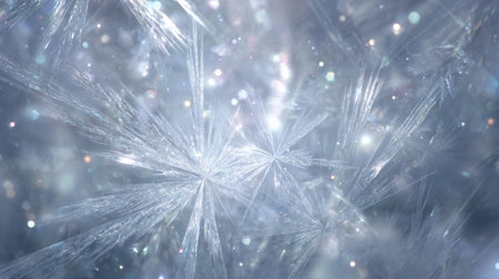 Stunning image of frost patterns and ice crystals illuminated by soft light, creating a captivating abstract design perfect for winter themes.の素材