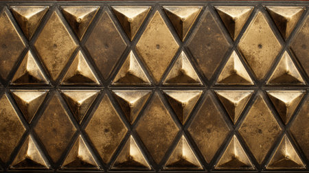 This image showcases a textured metallic surface with shiny geometric shapes in gold tones, perfect for artistic designs and backgrounds.の素材