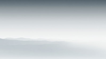 This image features a tranquil abstract landscape showcasing soft gradients and gentle fog over distant mountain ridges, creating a calming atmosphere.の素材