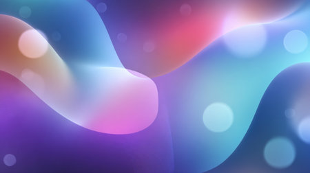 This captivating abstract background features colorful waves and soft light reflections, creating a vibrant and dreamy aesthetic for various creative projects.の素材