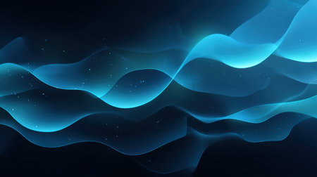 Stunning abstract design featuring elegant waves in shades of blue and teal. Captures a sense of movement and tranquility, ideal for backgrounds or graphic design.の素材