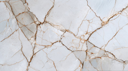 This stunning marble texture showcases intricate golden veins and unique fissures set against a light backdrop, perfect for design projects.の素材
