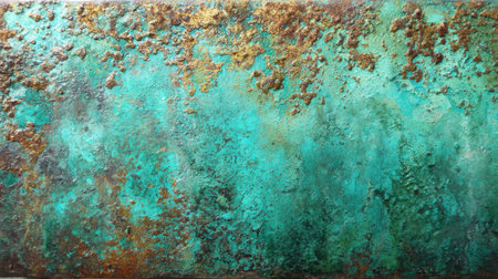 This image showcases a textured surface with a captivating blend of green and brown hues, revealing a unique patina that adds depth and character, perfect for artistic needs.の素材