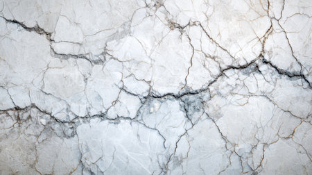 This high-resolution image showcases a beautiful white marble surface featuring bold veins and subtle cracks, perfect for various design projects.の素材